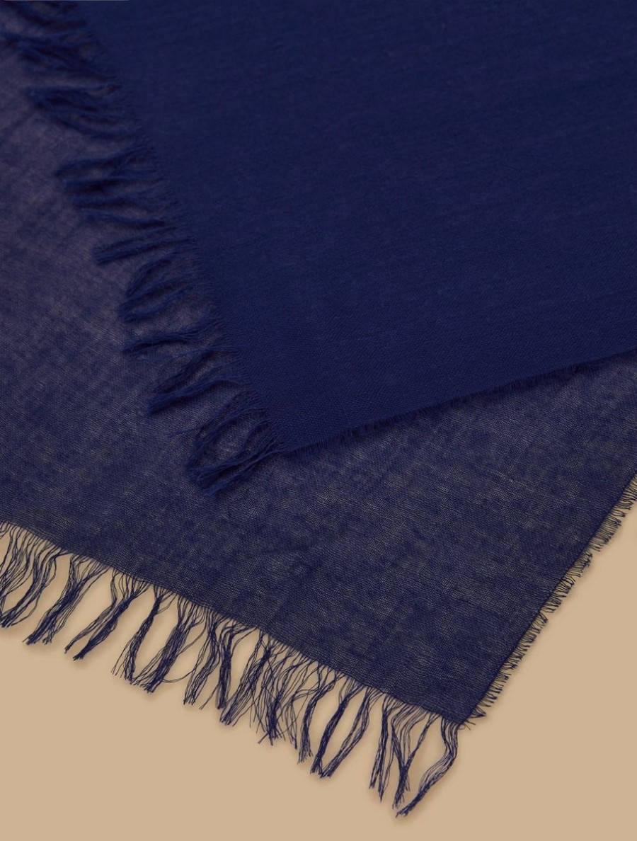 Accessoires Marina Rinaldi | Etole En Viscose Et Cachemire Bleu De Chine