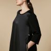 Vetements Marina Rinaldi | Robe En Jersey Technique Et Satin Noir