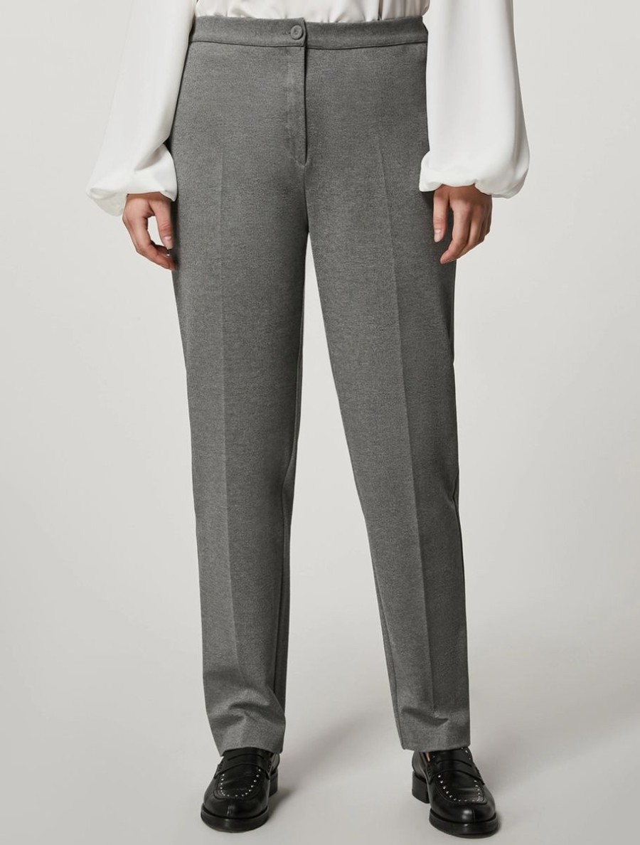 Vetements Marina Rinaldi | Pantalon En Tissu Technique Gris Fonce