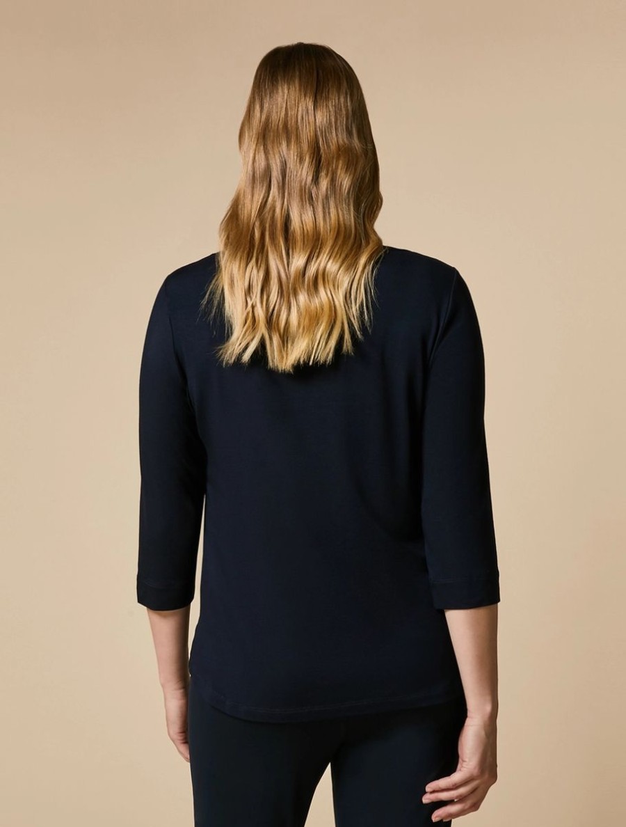 Vetements Marina Rinaldi | T-Shirt En Jersey De Viscose Bleu Nuit