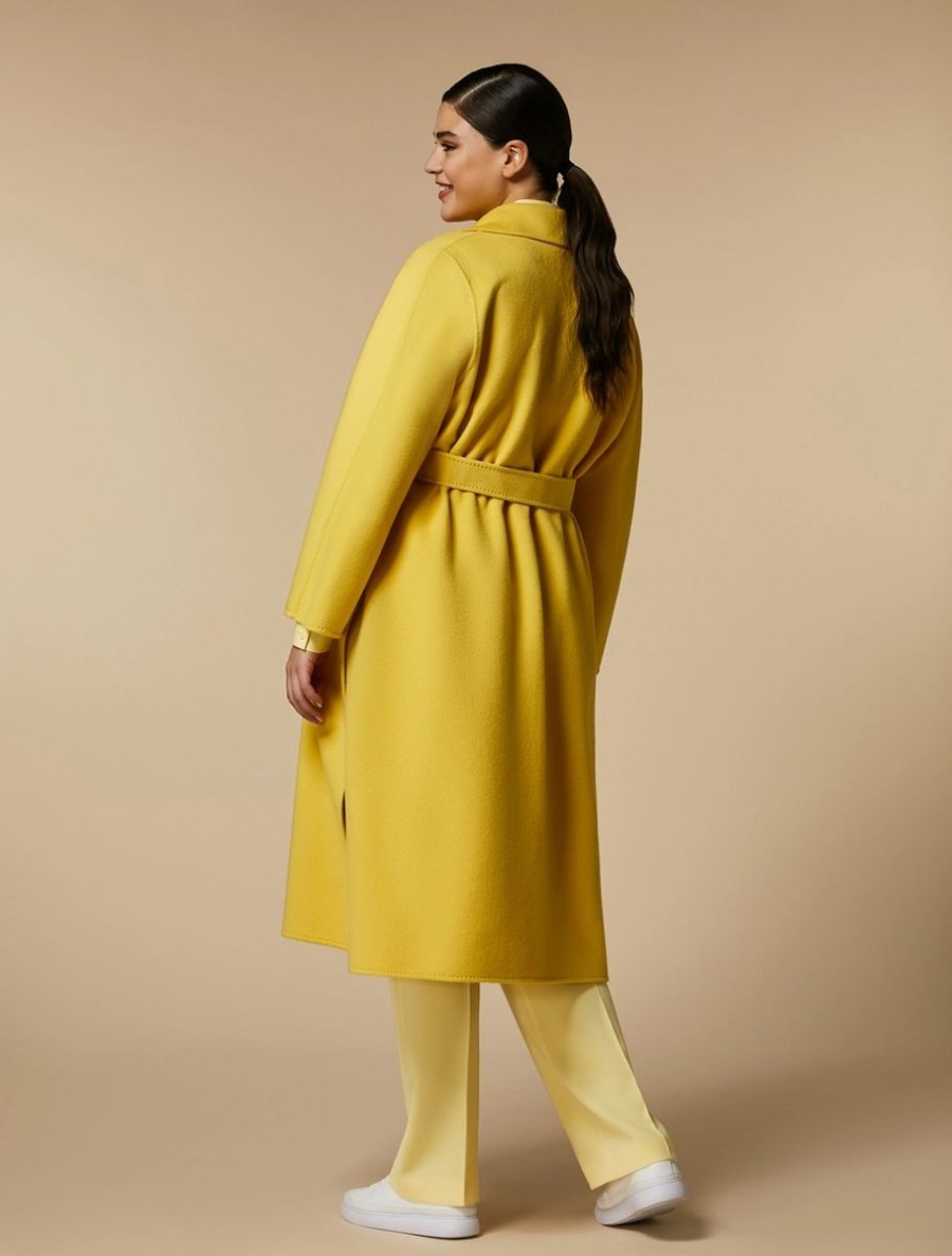 Vetements Marina Rinaldi | Manteau Double Face En Pure Laine Citron