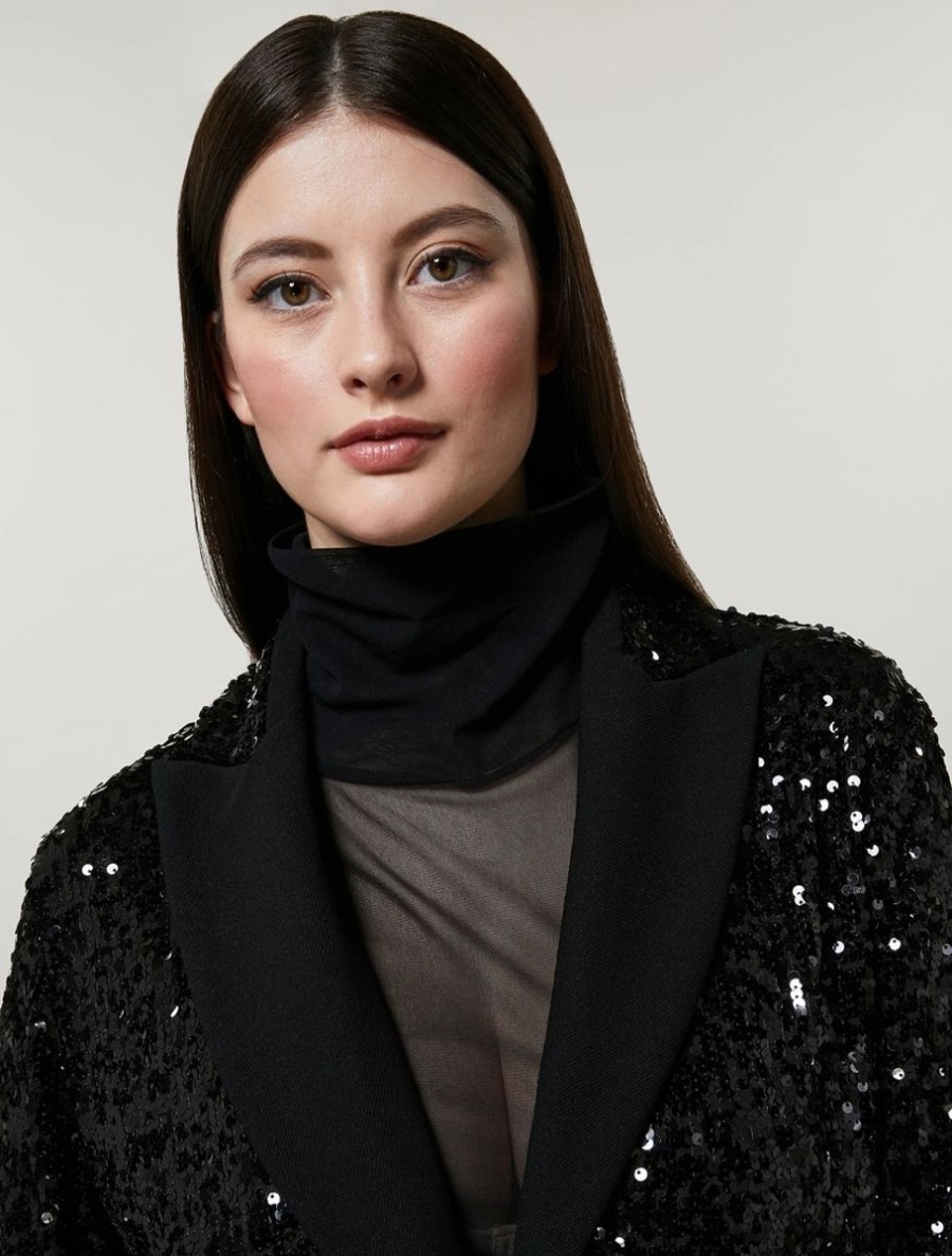 Vetements Marina Rinaldi | Veste En Jersey Et Sequins Noir