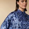 Vetements Marina Rinaldi | Tunique En Serge Imprime Bleu De Chine