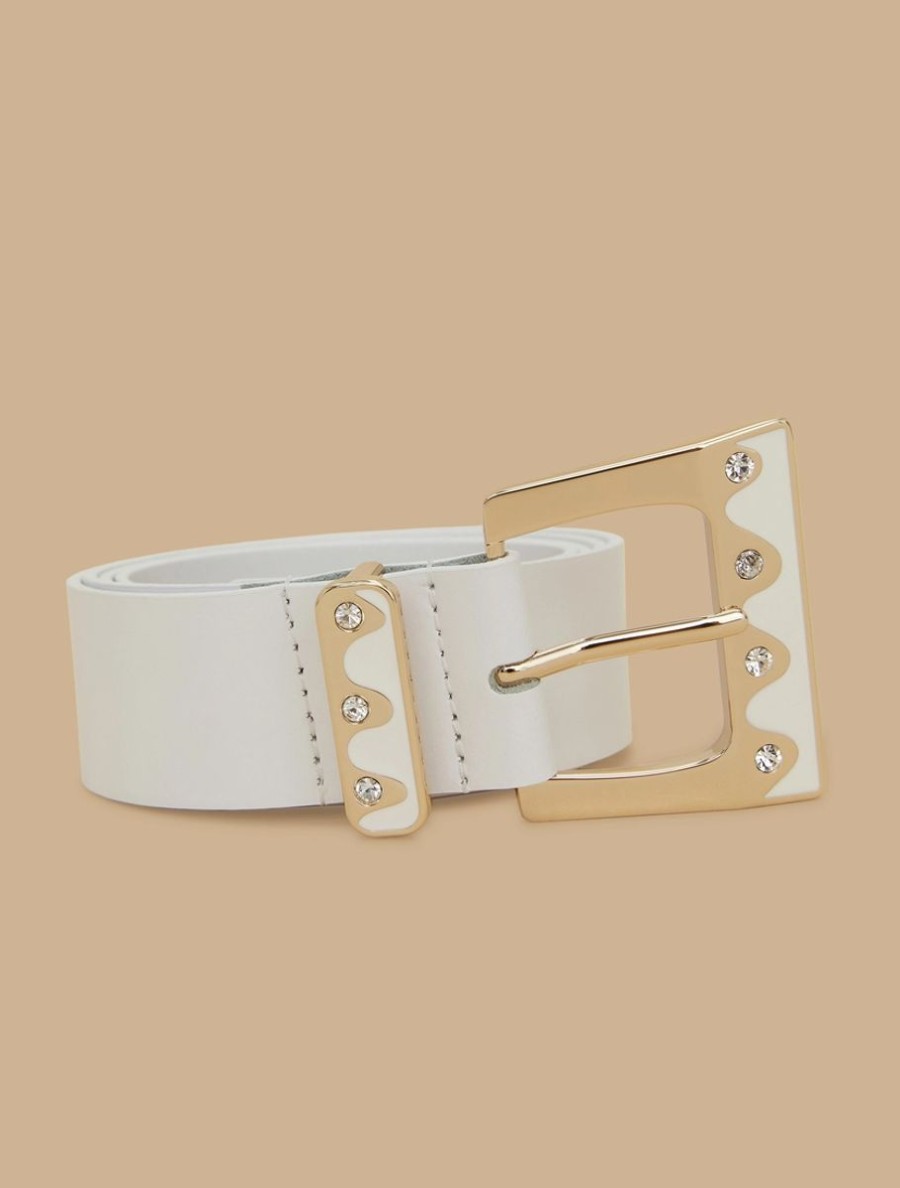 Accessoires Marina Rinaldi | Ceinture En Cuir Blanc