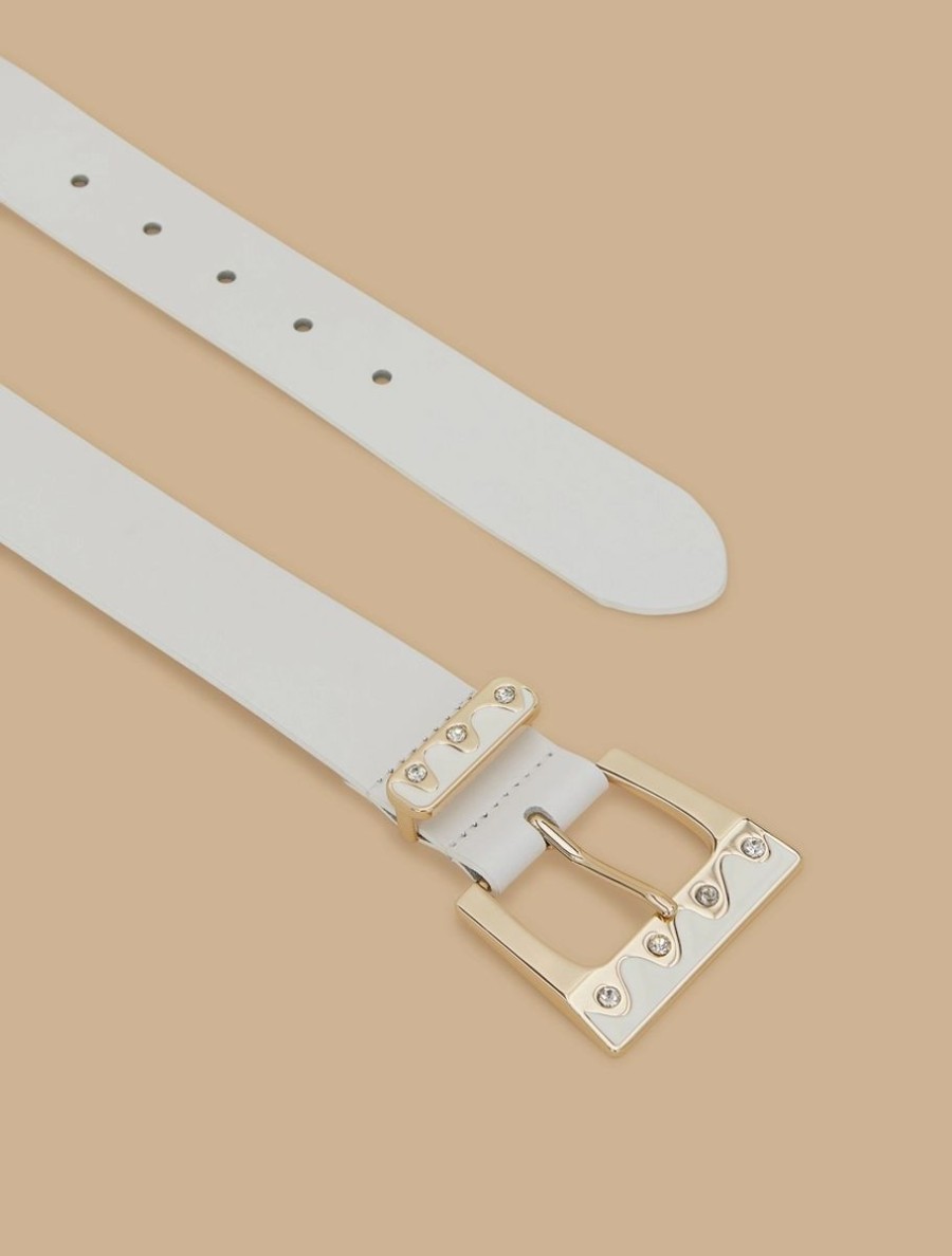 Accessoires Marina Rinaldi | Ceinture En Cuir Blanc