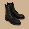 Accessoires Marina Rinaldi | Bottes De Combat En Cuir Noir