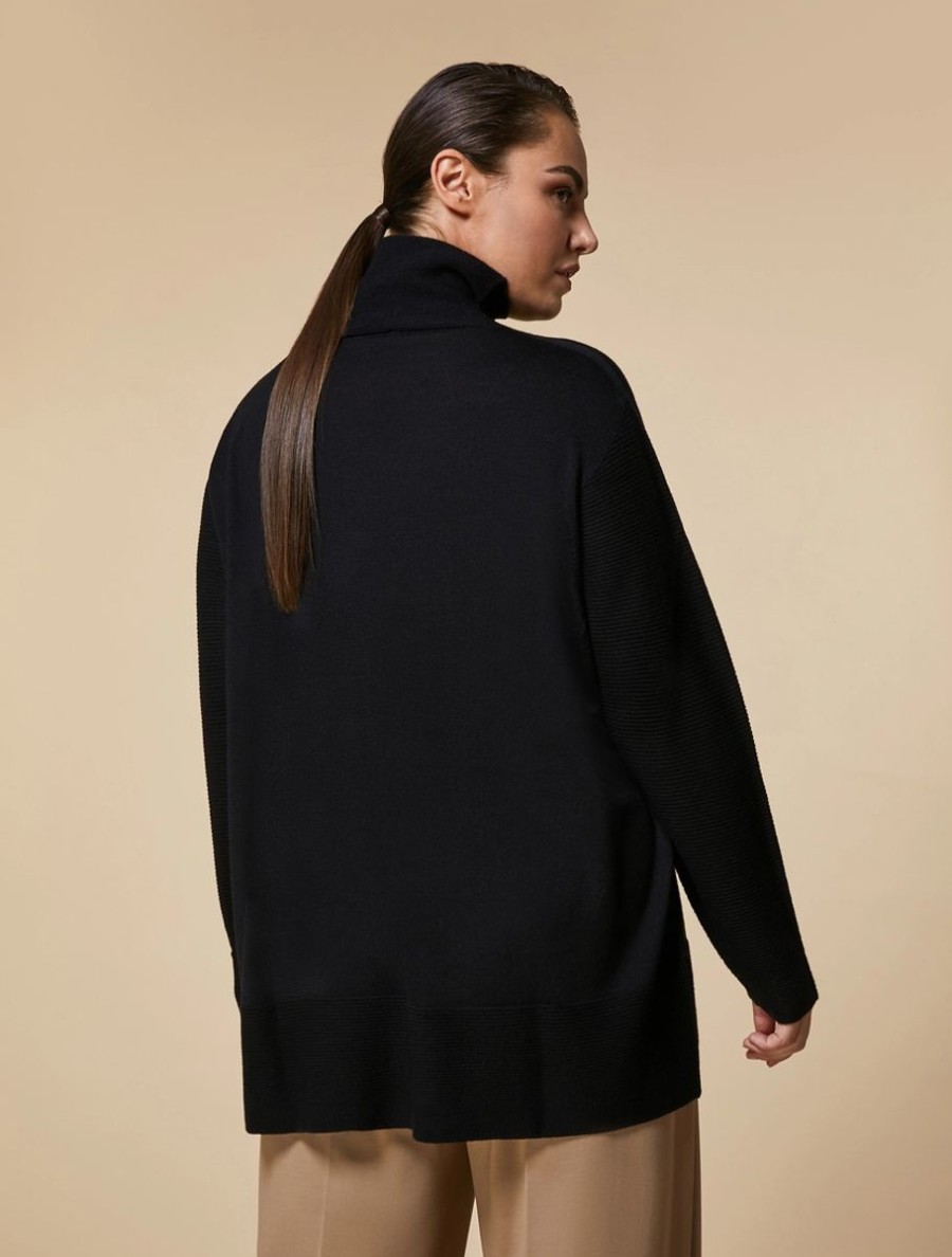 Vetements Marina Rinaldi | Pull En Laine Melangee Noir