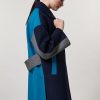 Vetements Marina Rinaldi | Manteau En Tissu Marine Fonce