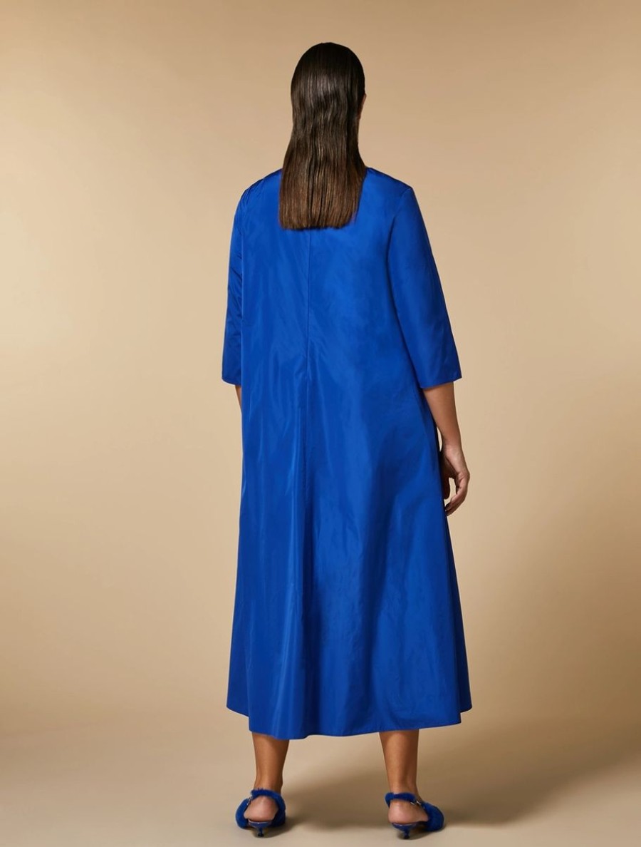 Vetements Marina Rinaldi | Robe Duchesse Teinte En Fil Bleu De Chine