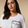 Vetements Marina Rinaldi | T-Shirt En Jersey Orne De Strass Blanc Optique