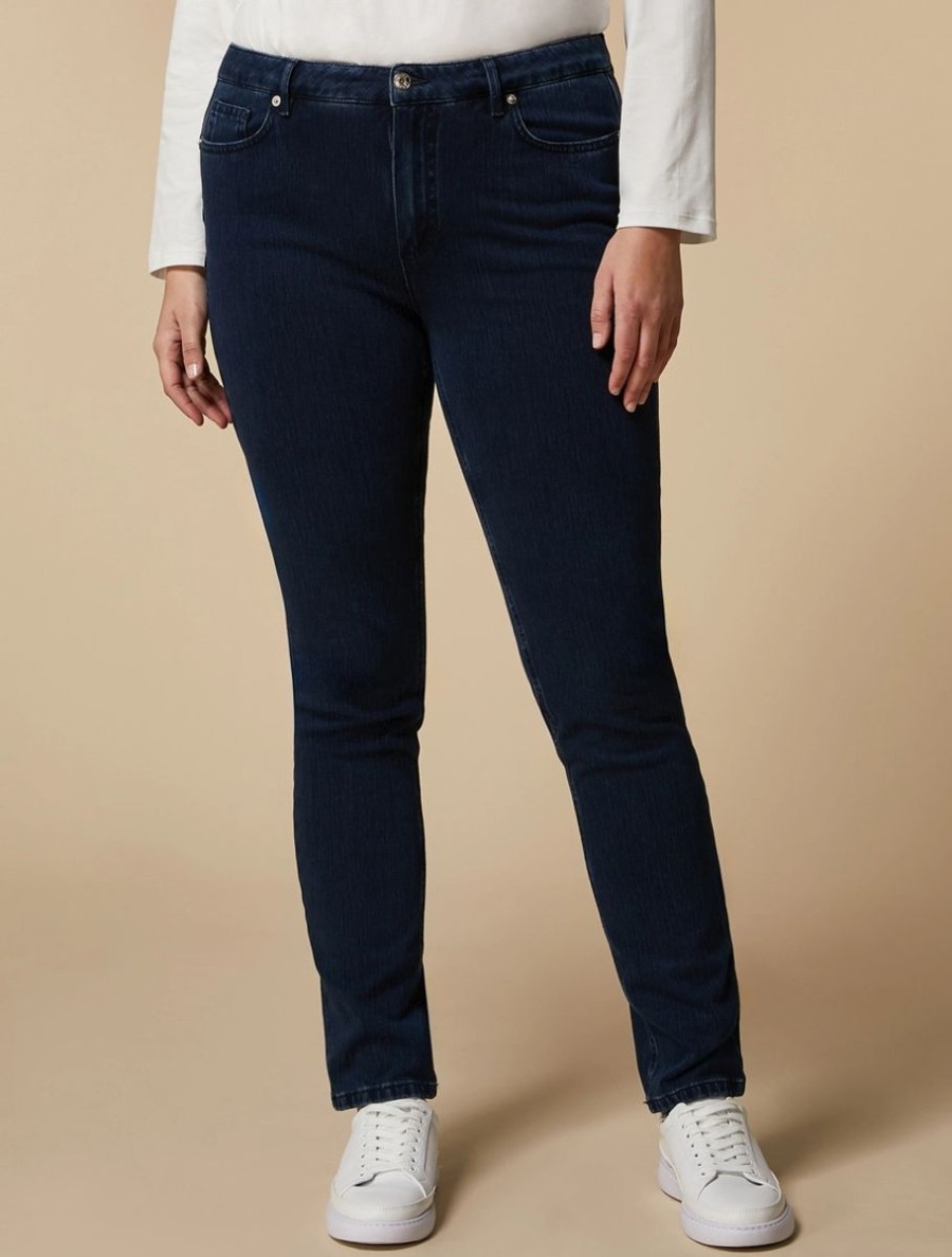 Vetements Marina Rinaldi | Jean En Denim Jersey Wonder Fit Bleu Nuit