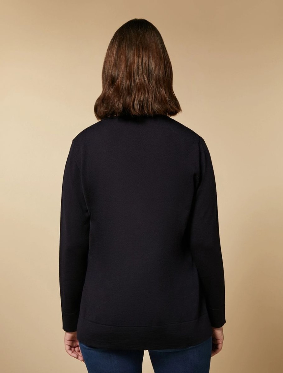 Vetements Marina Rinaldi | Pull En Laine Bleu Nuit