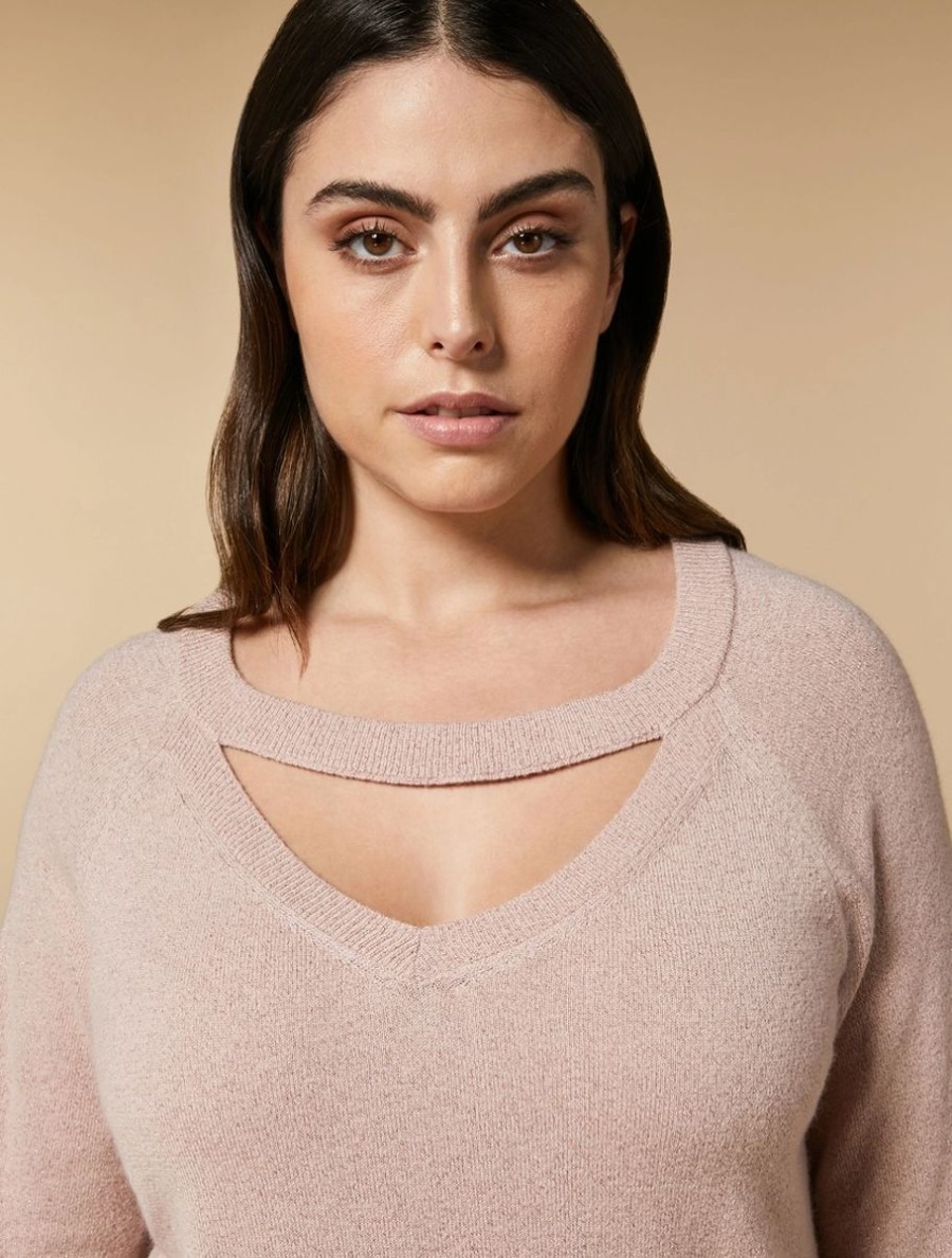 Vetements Marina Rinaldi | Pull En Laine Et Cachemire Rose