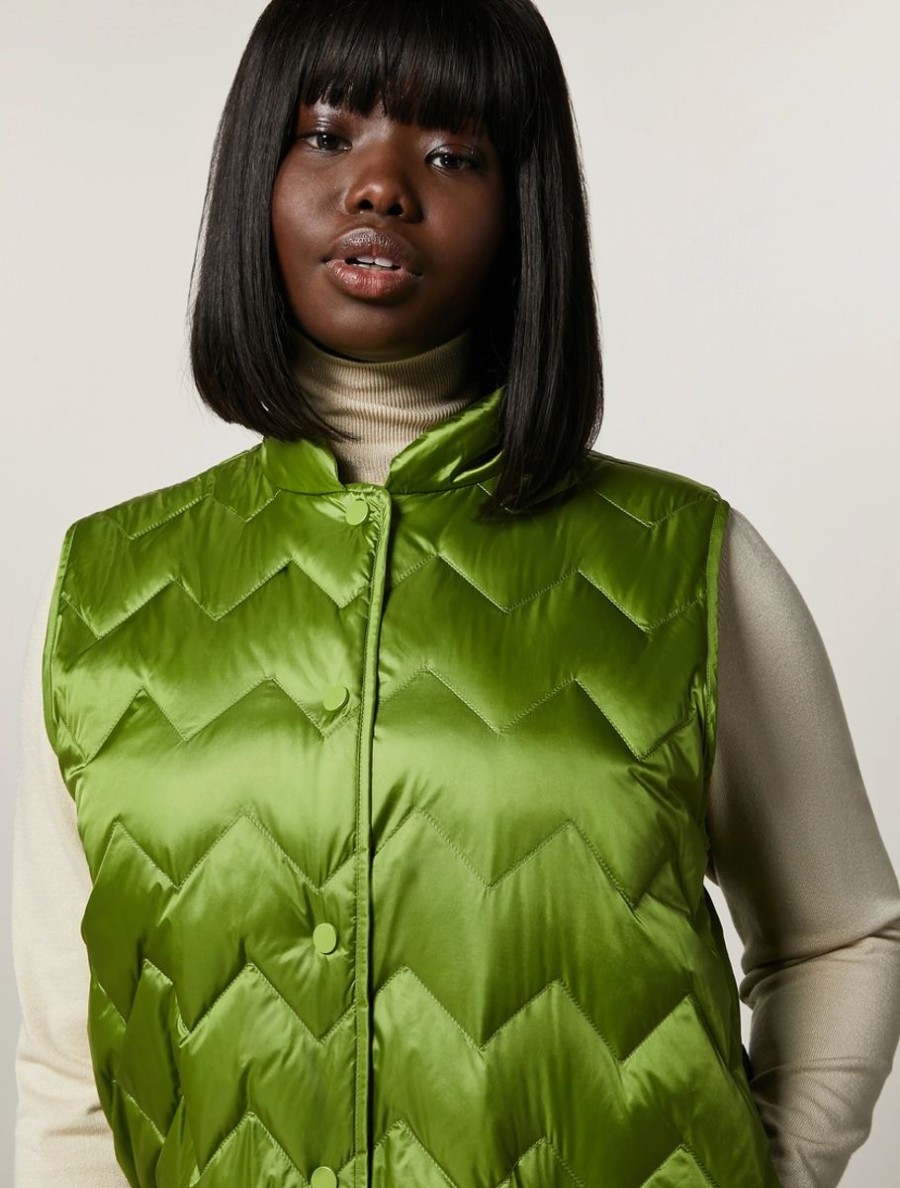 Vetements Marina Rinaldi | Gilet Matelasse En Duvet Vert