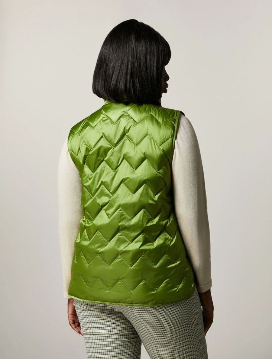 Vetements Marina Rinaldi | Gilet Matelasse En Duvet Vert