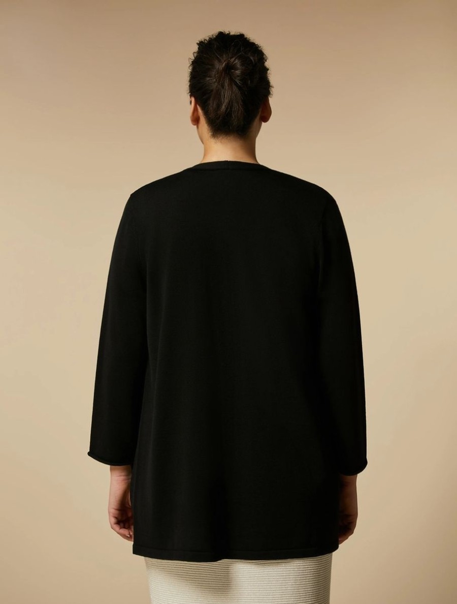 Vetements Marina Rinaldi | Cardigan En Pure Laine Noir