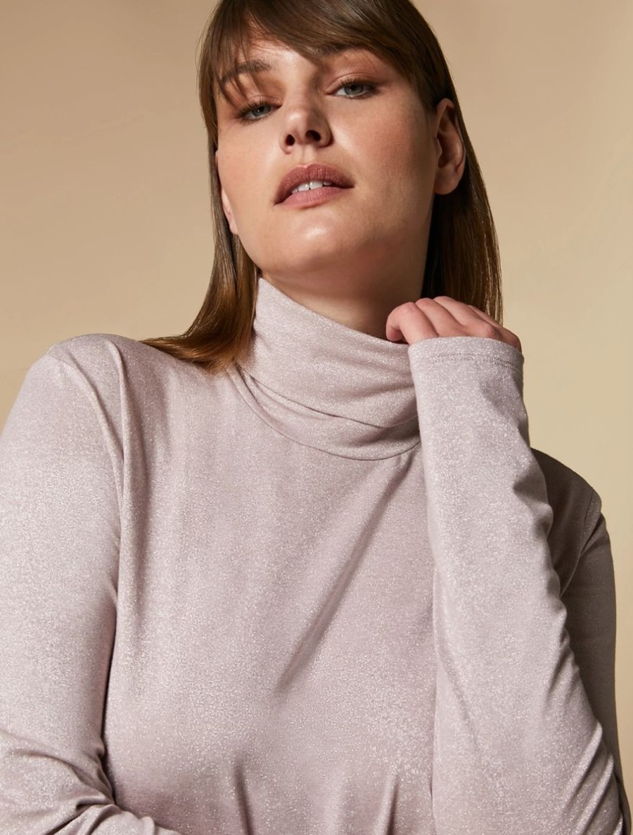 Vetements Marina Rinaldi | Pull Col Roule En Jersey Rose