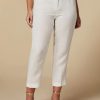 Vetements Marina Rinaldi | Pantalon En Lin Teint En Fil Blanc