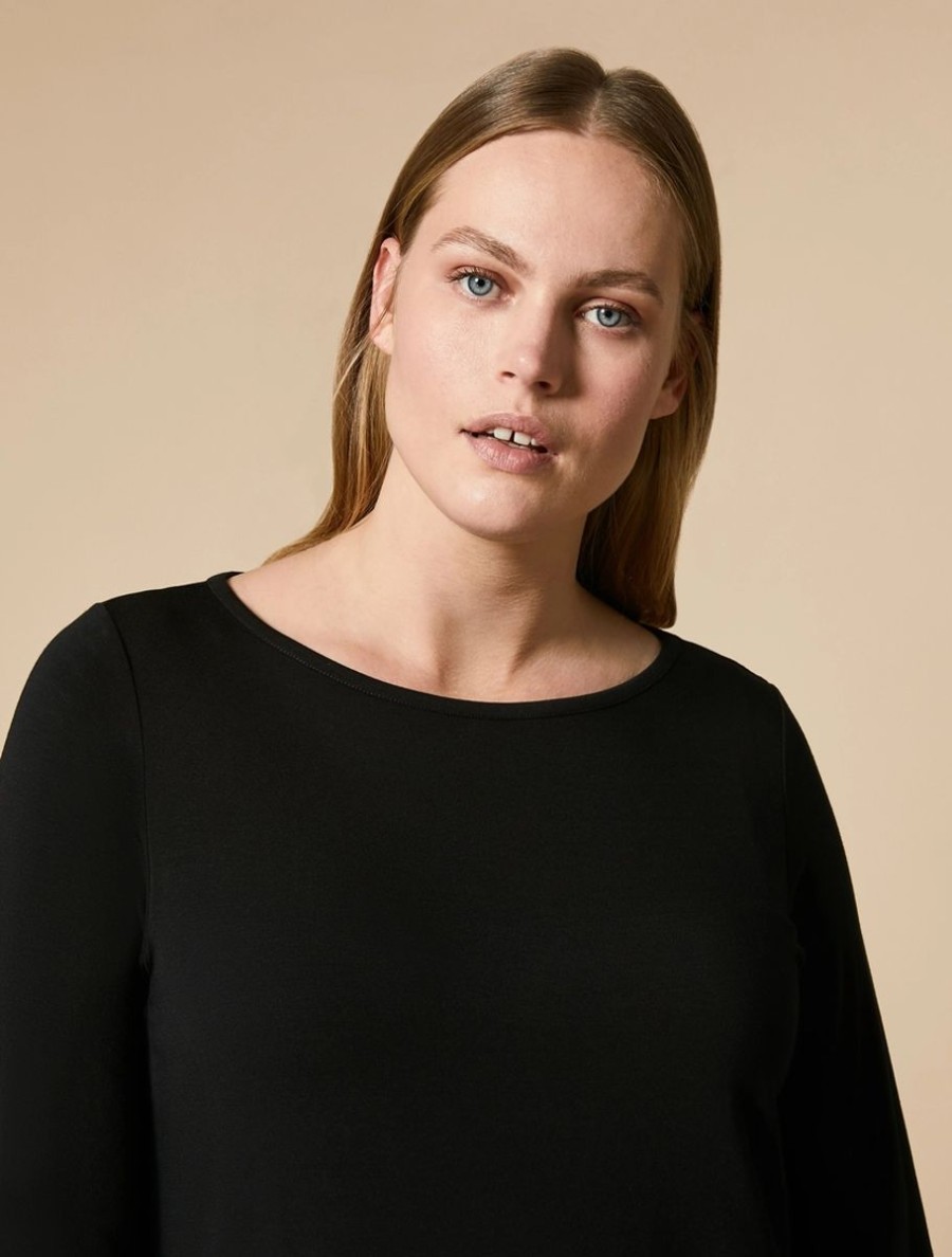 Vetements Marina Rinaldi | T-Shirt En Jersey De Viscose Noir