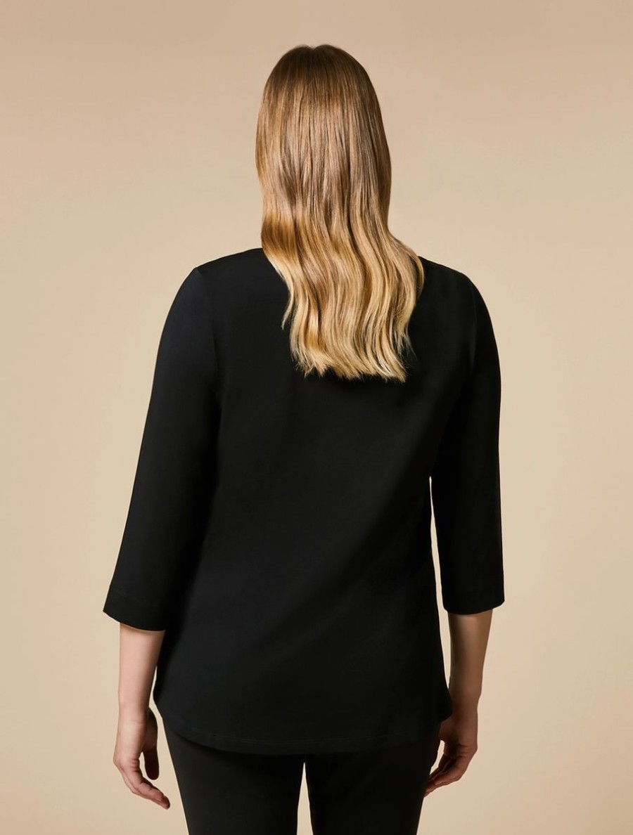 Vetements Marina Rinaldi | T-Shirt En Jersey De Viscose Noir