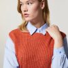 Vetements Marina Rinaldi | Mini-Gilet Tricote Rouiller