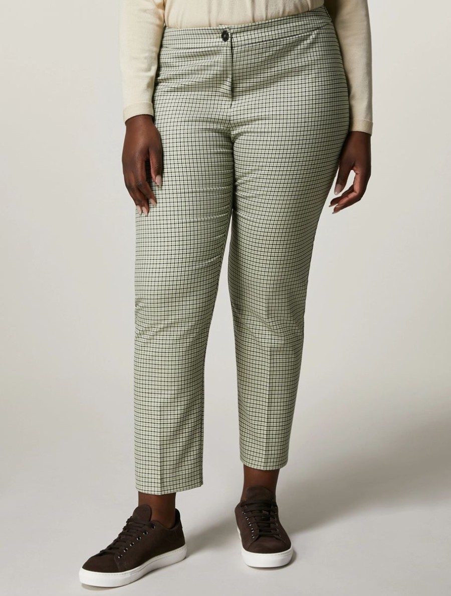 Vetements Marina Rinaldi | Pantalon En Polyviscose Teint En Fil Vert