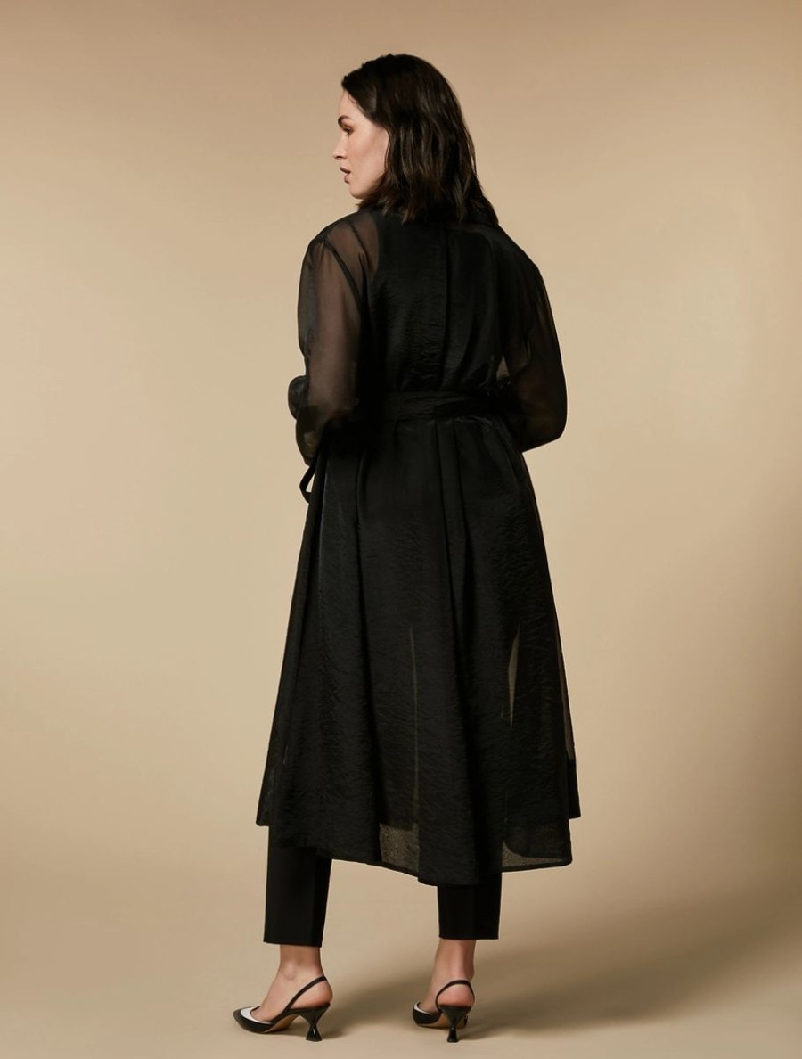 Vetements Marina Rinaldi | Trench-Coat En Organza Noir