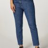 Vetements Marina Rinaldi | Pantalon En Jean De Coton Marine Fonce