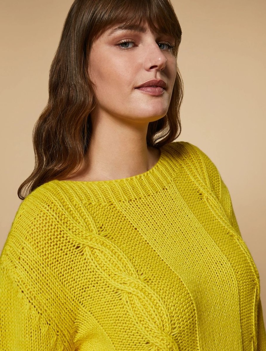 Vetements Marina Rinaldi | Pull En Laine Melangee Jaune