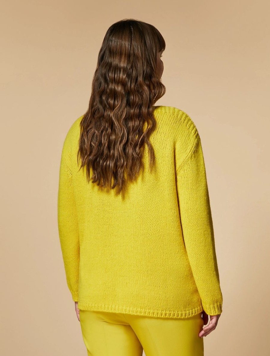 Vetements Marina Rinaldi | Pull En Laine Melangee Jaune