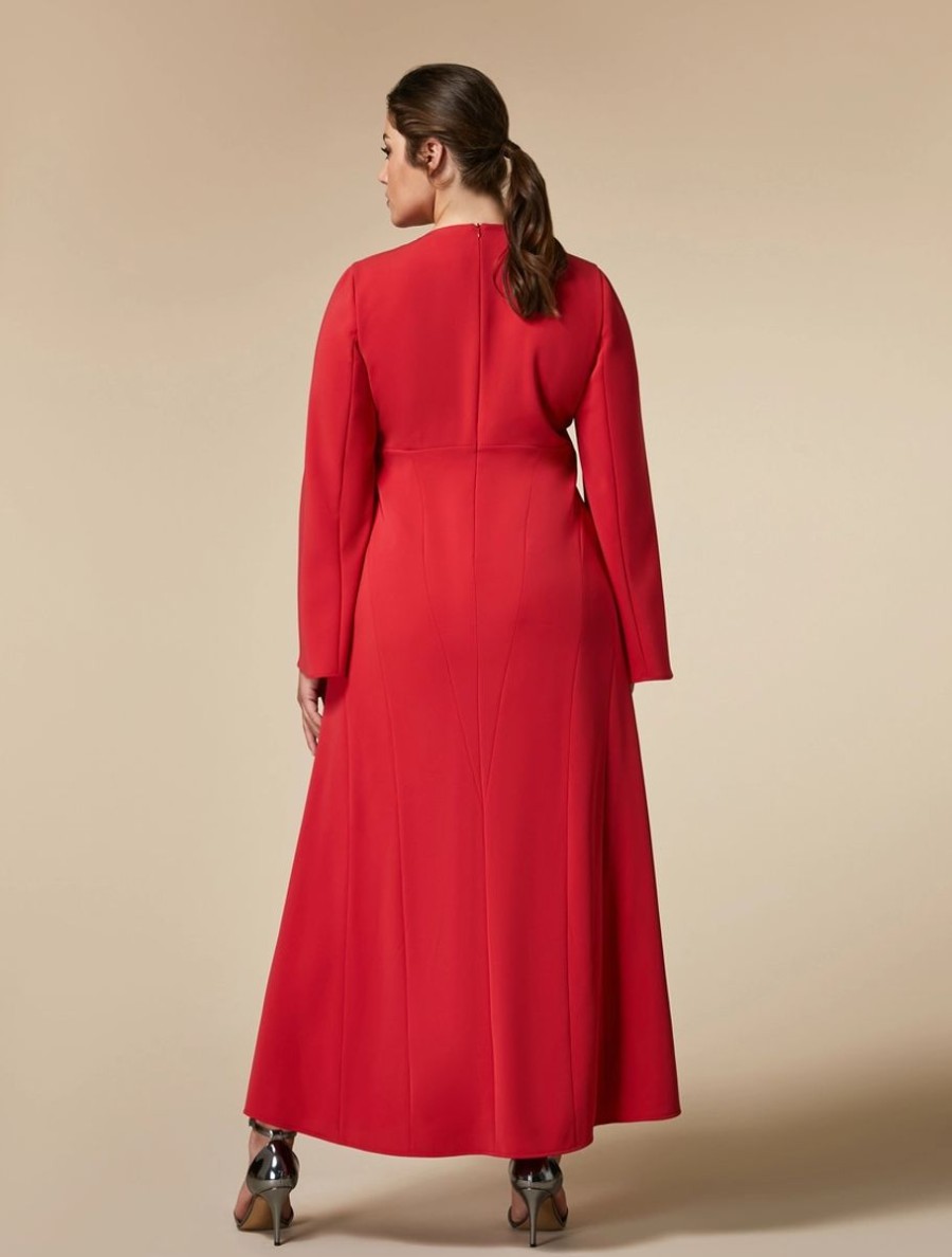 Vetements Marina Rinaldi | Robe Longue En Triacetate Rouge