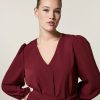 Vetements Marina Rinaldi | Robe En Crepe De Chine Bordeaux