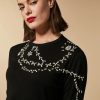 Vetements Marina Rinaldi | Pull En Viscose Brode Noir