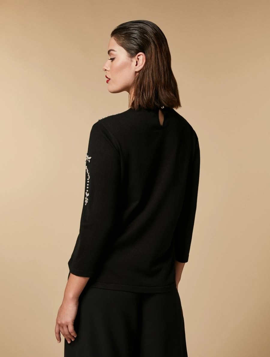 Vetements Marina Rinaldi | Pull En Viscose Brode Noir