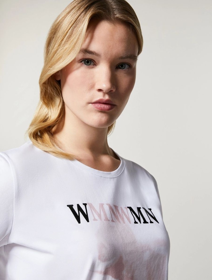 Vetements Marina Rinaldi | T-Shirt En Jersey De Coton Blanc