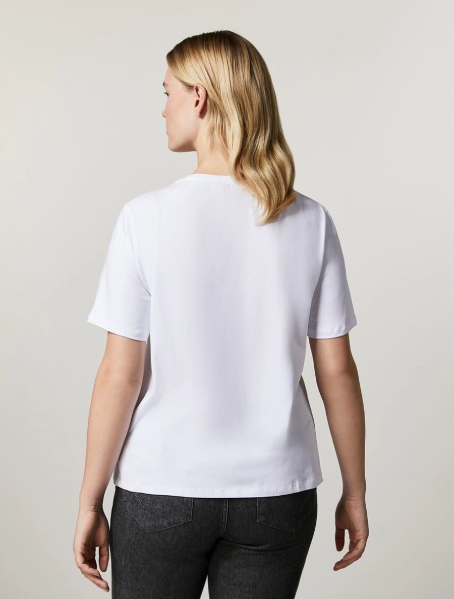 Vetements Marina Rinaldi | T-Shirt En Jersey De Coton Blanc