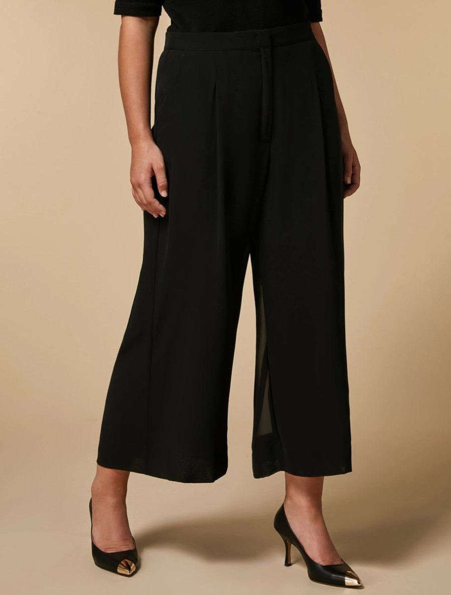 Vetements Marina Rinaldi | Pantalon En Crepe Georgette Noir