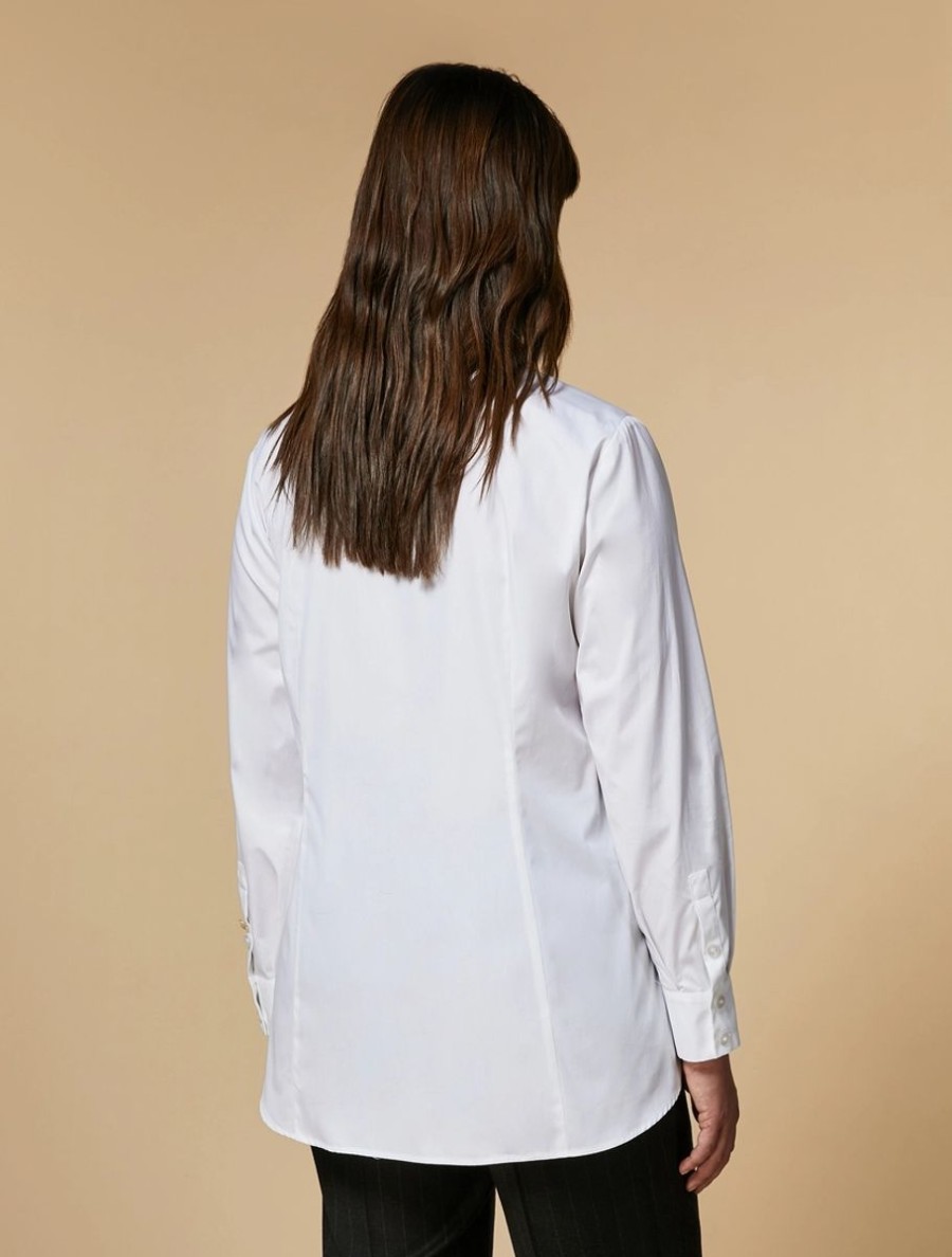 Vetements Marina Rinaldi | Tunique En Popeline A Lacets Blanc