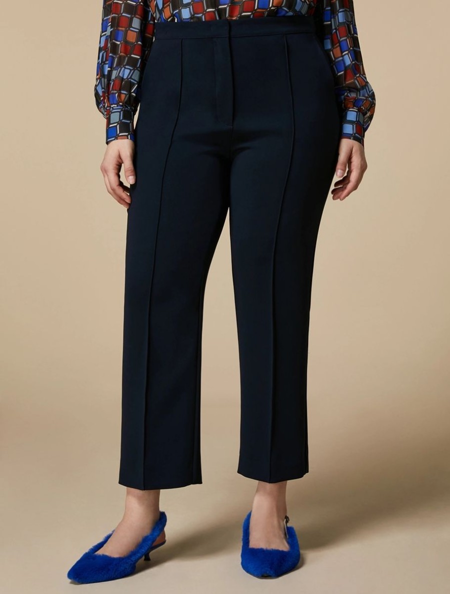 Vetements Marina Rinaldi | Pantalon En Triacetate Marine Fonce