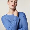 Vetements Marina Rinaldi | Pull En Laine Merinos Melangee Bleu Ski