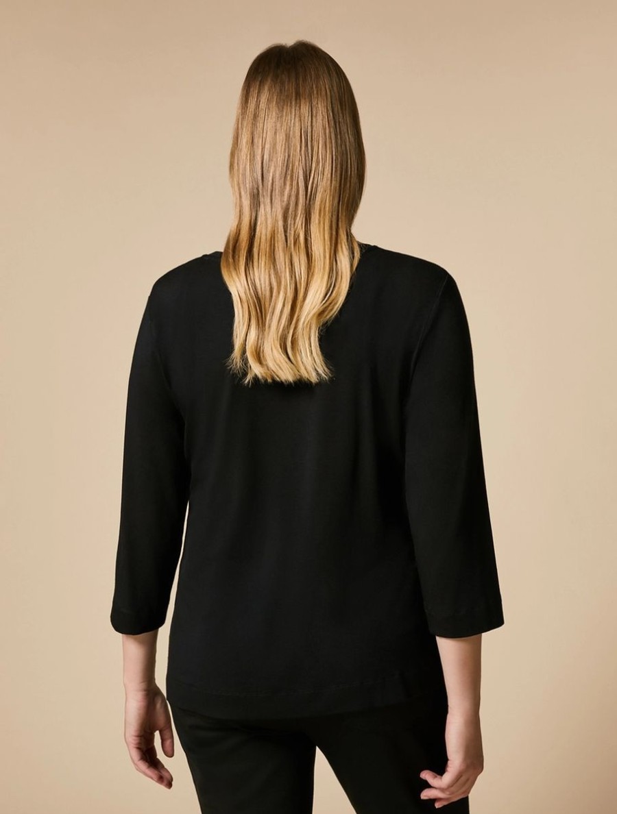 Vetements Marina Rinaldi | T-Shirt En Jersey De Viscose Noir