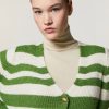 Vetements Marina Rinaldi | Cardigan En Laine Melangee Vert