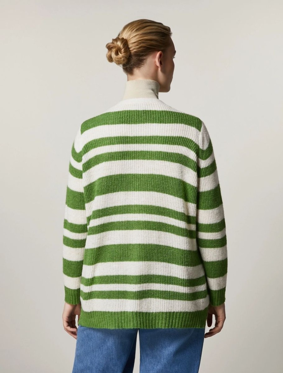 Vetements Marina Rinaldi | Cardigan En Laine Melangee Vert