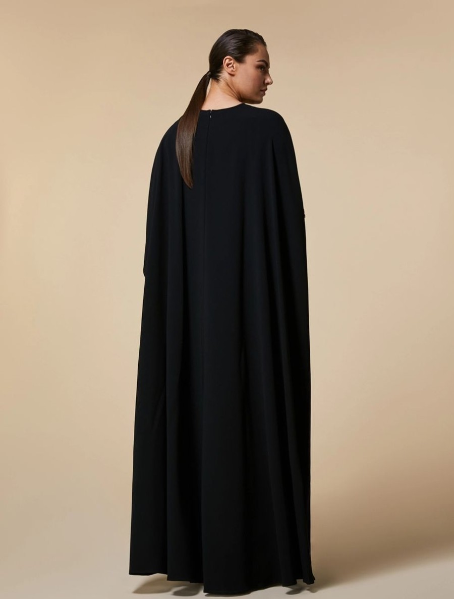 Vetements Marina Rinaldi | Robe En Triacetate Brodee Noir