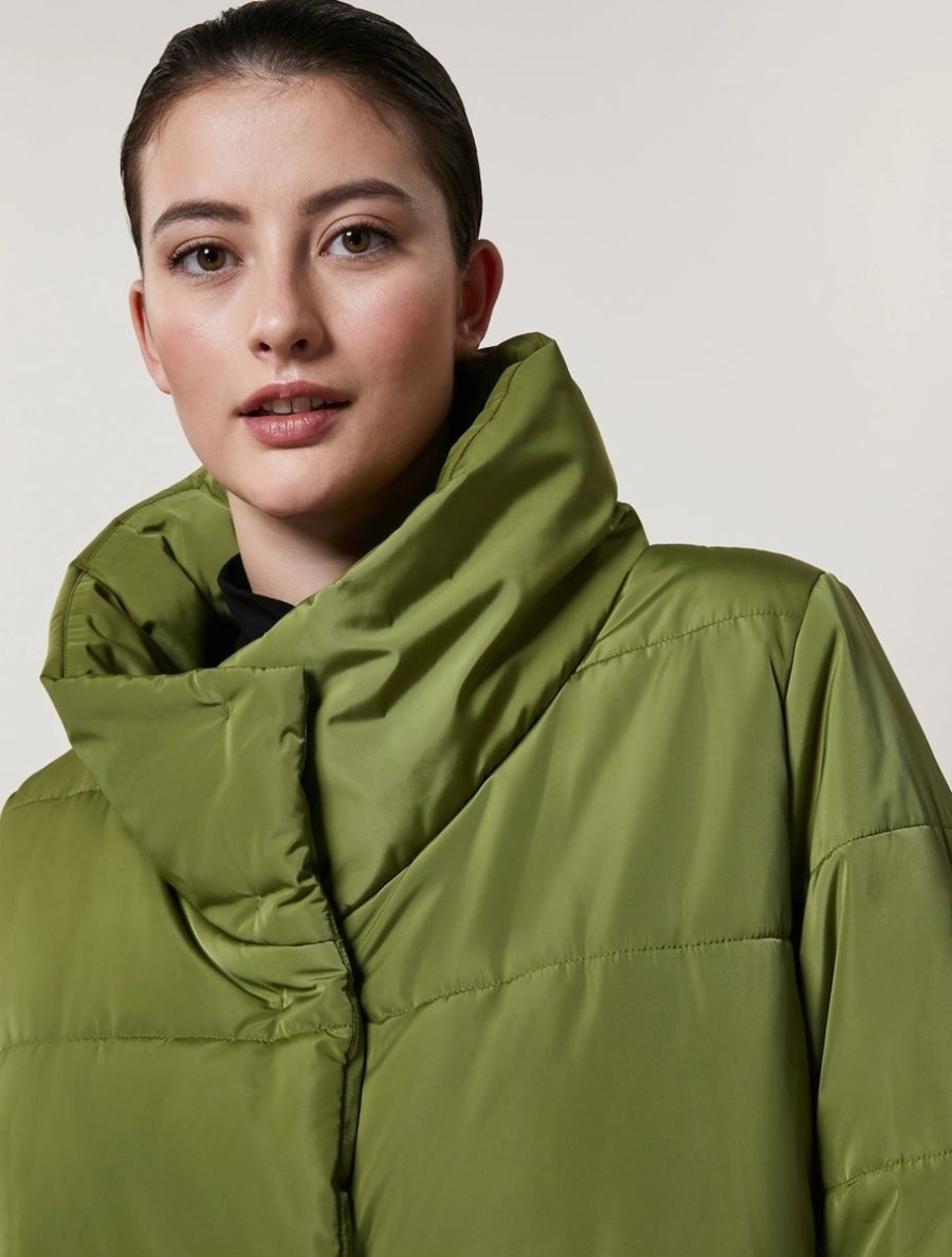 Vetements Marina Rinaldi | Veste Lourde En Toile Deperlante Vert