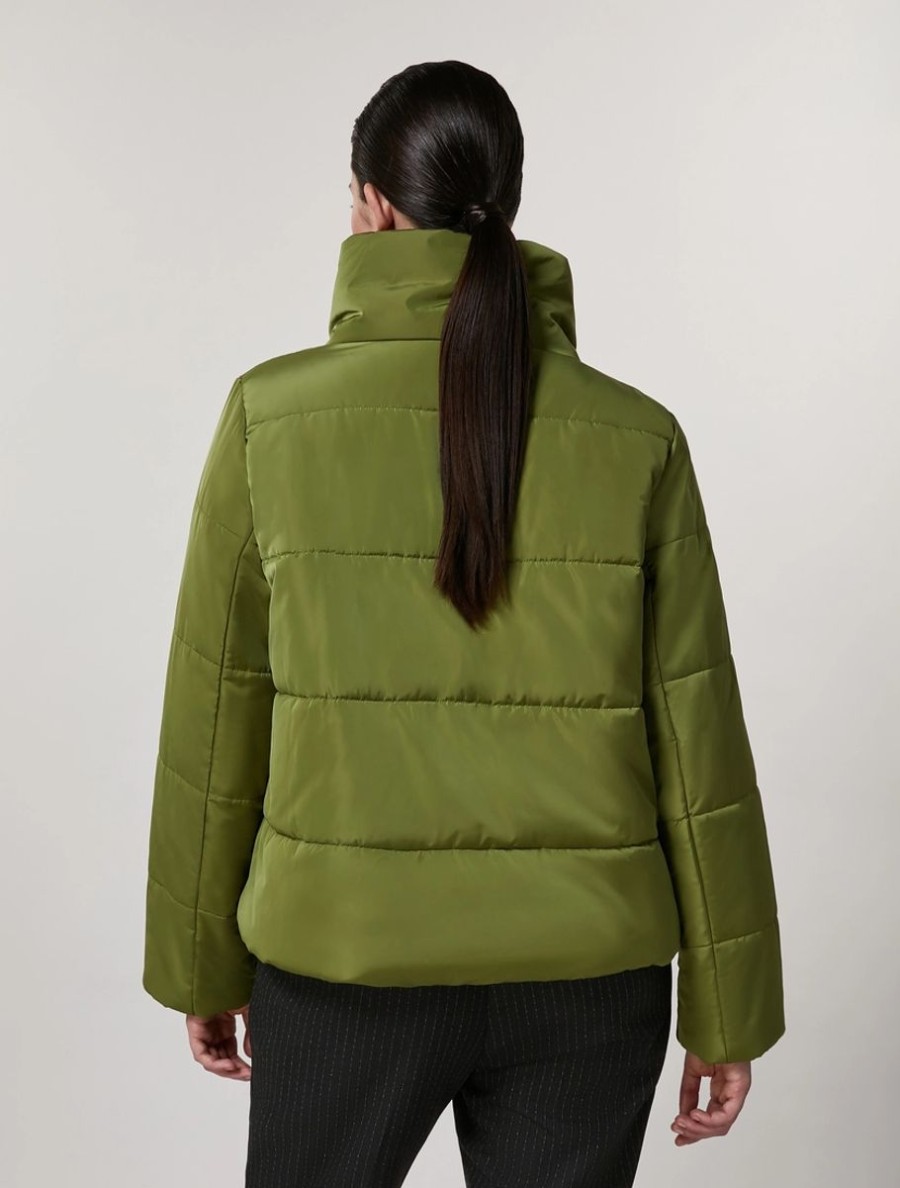 Vetements Marina Rinaldi | Veste Lourde En Toile Deperlante Vert