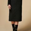 Vetements Marina Rinaldi | Jupe Crayon Pied-De-Poule Noir