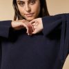 Vetements Marina Rinaldi | Pull En Laine Et Cachemire Marine Fonce