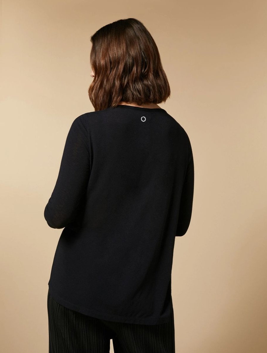 Vetements Marina Rinaldi | T-Shirt En Jersey De Cachemire Melange Noir