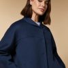 Vetements Marina Rinaldi | Veste Double Face En Laine Et Cachemire Bleu Ski